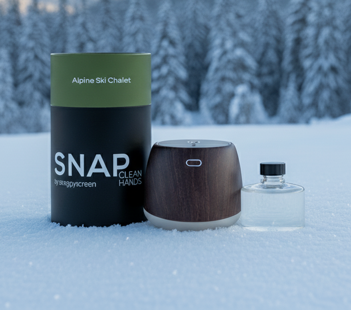 "Alpine Ski Chalet" Touchless Mister Sanitizer (Limited Edition Woodgrain)